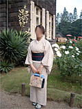単衣着物姿 旧古河庭園にて